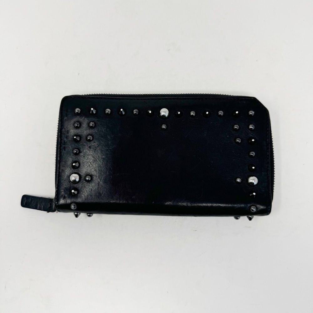 JIMMY CHOO | Black & Silver Studded Zippy Wallet
